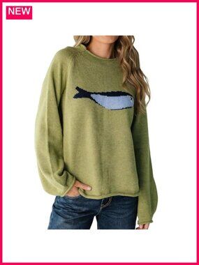 Oversized Roll Neck Animal Graphic Chunky Knit Sweater Pullover